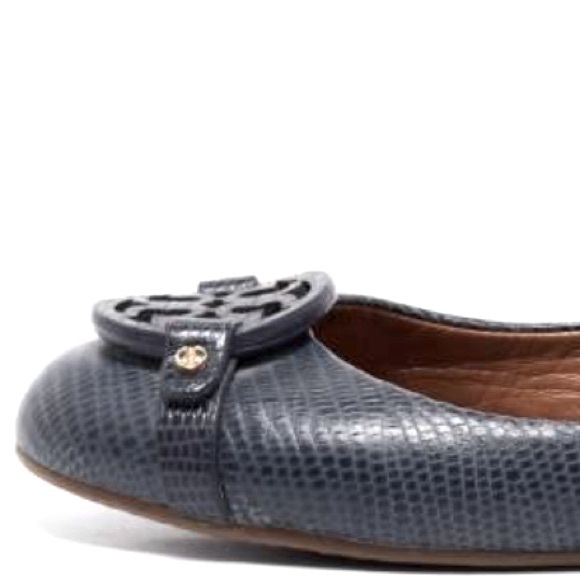 Tory Burch Mini Miller Lizard Leather Ballet Flats - Picture 4 of 16